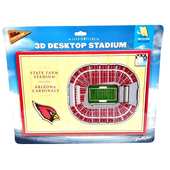 NFL Arizona Cardinals 3D Desktop Stadium Wood With Stand State Farm Stadium NEW - Picture 1 of 9